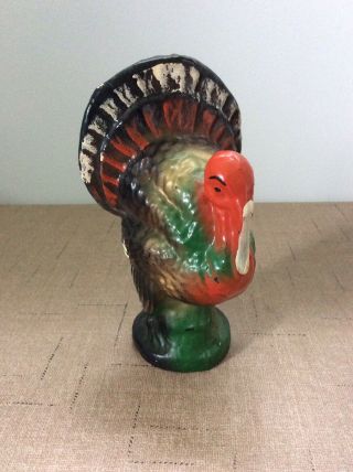 7 " Vtg Antique Germany Paper Mache Metal Feet Hen Turkey Candy Container Large