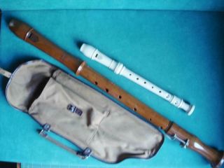 Vintage Vitali Wood Recorder Flute Circa 1955 With Case Plastic Recorder