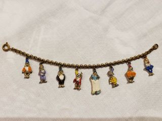 1930 - 40s Snow White & Seven Dwarfs Bracelet,  Walt Disney Antique Vintage Jewelry