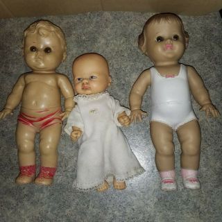 3 Vintage Rubber Baby Dolls Tod - L - Tot 1950 