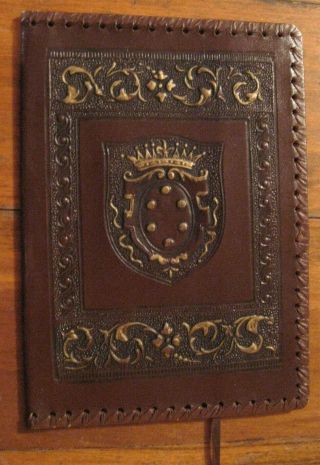 Paging Readers Vtg Leather 7 " X9 " Book Cover•embossed•gold Detailing•italy•fab