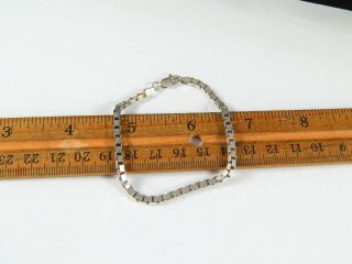 Vintage Italy 925 Solid Sterling Silver Box Link Chain Bracelet Unisex 7 "