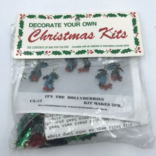 Vintage Merri Mac Christmas Kits HOLLYBERRIES CX - 15 3 Pair Earrings 2