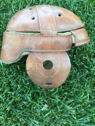 Early Old Antique Circa Dog Ear All Brown Leather Football Helmet Vintage 1920’s