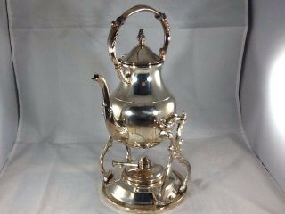 William Rodgers Antique Silverplate Swinging Coffee Tea Pot On Warmer Stand