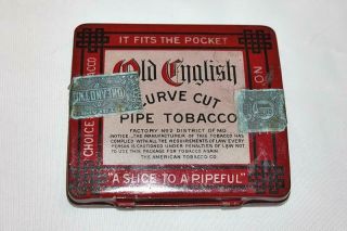 1926 Old English Curve Cut Pipe Tobacco Tin It Fits In The Pocket
