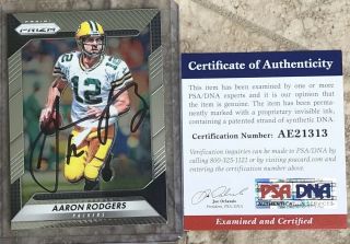 Aaron Rodgers Signed 2016 Panini Prizm Card Green Bay Packers Auto W Psa Dna