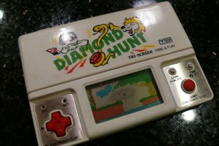 Vtech Diamond Hunt Vintage Electronic Handheld Video Game And Watch✨tri Screen✨