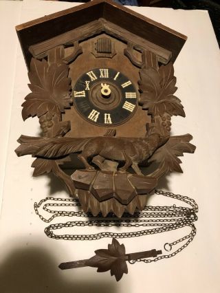 Vintage W.  Germany Black Forest Swiss Cuckoo Clock,
