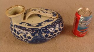 Antique Ming Chinese Blue & White Porcelain Chamber Pot Bats 2