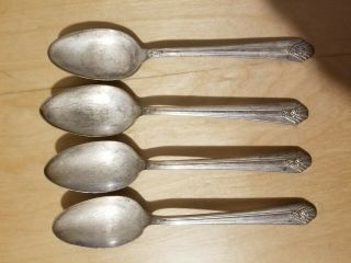4 Vintage Collectible Spoons 6 ",  Wm Rogers,  Silver Plate