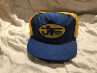Vintage Bmx Hat Old School Jt Racing Usa Blue Yellow