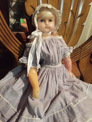 Antique Poured Wax Doll 20”