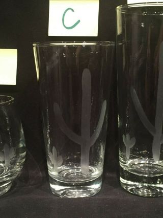 Style C - Blakely Oil Gas Station Etched Cactus Glasses Vtg Az Water Iced Tea