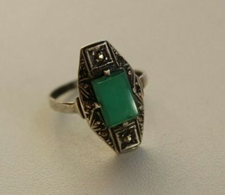 Antique Imperial Russian Silver 84 Ring With Stone Faberge Design