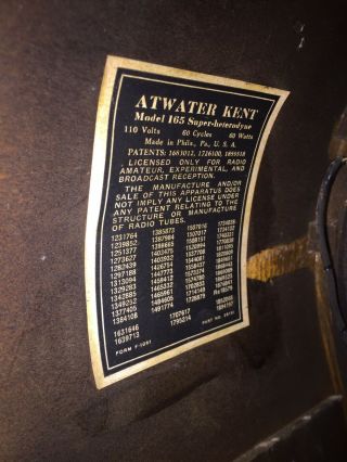 1933 Atwater Kent Model 165 Cathedral Tube Antique Radio 3