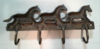 Vintage Cast Iron Horse Hat Coat Rack Hooks 14 " X 6 - 3/4 "