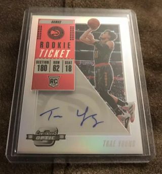 2018 - 19 Contenders Optic Trae Young Rookie Ticket Variation Refractor Autograph