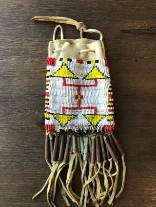 Antique Native American Beaded Pouch/strike A Light