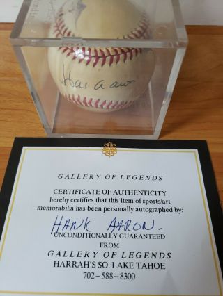 Hank Aaron,  Braves,  Signed Autographed Official National League Baseball W/.