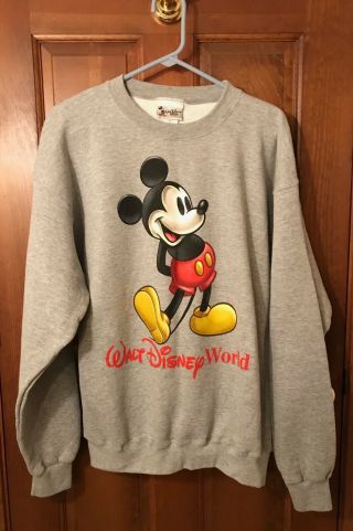 Disney Parks Vintage 1990 Walt Disney World Mickey Mouse Sweatshirt Mens Large