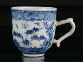 Two Antique Chinese Blue and White Porcelain Lobed Shape Coffee Cups 18th C QING 3