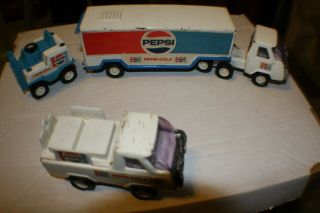 Vintage 3 Piece Buddy L Pepsi Cola Semi Truck Delivery Truck And Loader Set