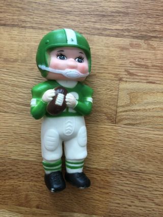 Vintage Stahlwood Toy Hard Rubber Boy Figure Football Player 7” Rare