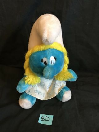 Vintage 1981 Wallace & Berry Co Smurf/ Smurfette Plush Stuffed Animal/doll 80 