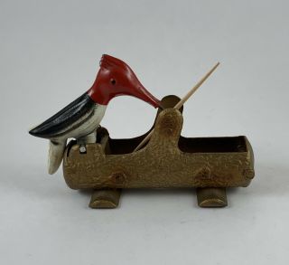 Vintage Metal Woodpecker Toothpick Holder By San - I - Pik