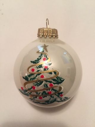 Christmas By Krebs Ornaments Balls Painted Glass W/ Crowns Vintage Set Of 4