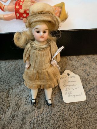 German Bisque 3 1/2 - 4” All Jointed Doll - Antique
