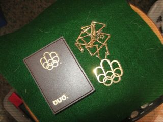 Vintage 1976 Montreal Olympics Gold Tone Pendant Chain W/ Box