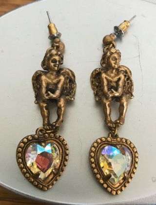 Vintage Kirks Folly Angel Heart Earrings