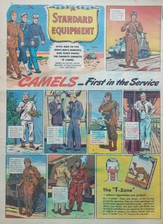 Camel Cigarettes Ww2 Soldier Art 1943 Vintage Print Ad