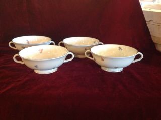 Vintage Pickard Floral Chintz China Set Of 4 Cream Soup Cups Look