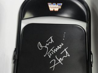 BRET THE HITMAN HART SIGNED STEEL CHAIR WWF WWE EXACT PROOF AUTOGRAPHED 2
