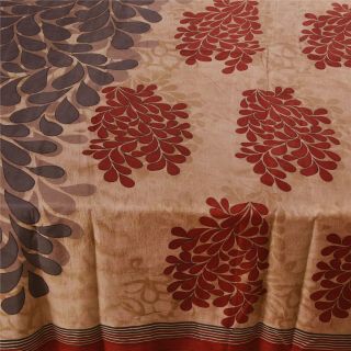 Sanskriti Vintage Cream Saree Pure Silk Printed Sari Craft Decor Soft Fabric 3
