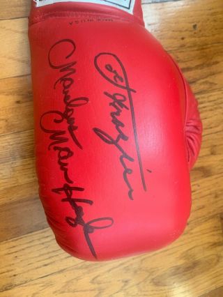 Joe Frazier & Marvin Hagler signed Everlast Boxing Glove Boxing H.  O.  F 2