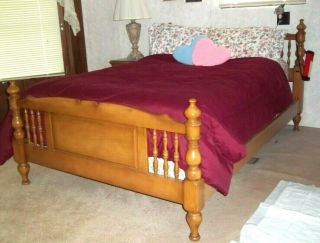 Vintage 1950 Solid Ash Bed Frame Queen Size (bed Frame Only) Pick Up Only