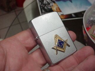 Masonic Zippo Lighter Brushed Chrome Masons Master Gold Plated