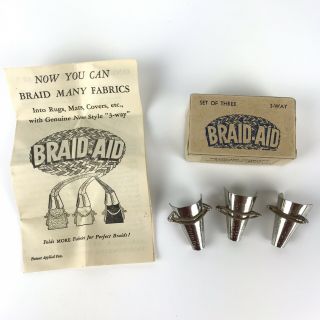 Vintage Set Of Three 3 - Way Braid - Aid Tools,  Box & Instructions Kingston