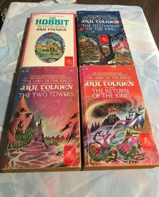 Vtg JRR Tolkien - Lord of the Rings Trilogy,  Hobbit pb set 1st Am ed 3