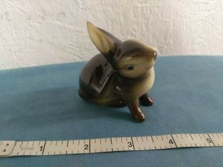 2 Vintage Goebel Brown Bunny Rabbit Ceramic Porcelain Figurine W.  Germany 1960 