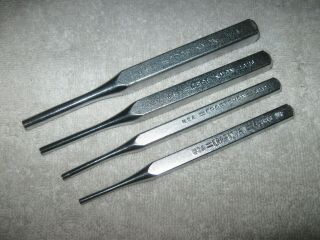 Vintage Craftsman 4pc Pin Punch Set - 1/8 ",  5/32 ",  3/16 ",  1/4 " - Made In Usa