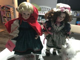 Paradise Galleries | Little Red Riding Hood And Little Bo Peep| Porcelain Dolls