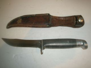 Vintage Western Fixed Blade Hunting Knife W/ Sheath