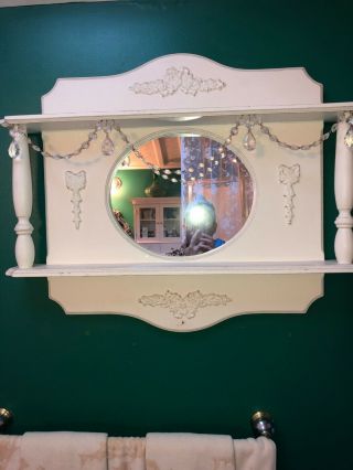 White Cream French Shabby Chic Over Mantle Mirror 24” Tall And 29” Wide