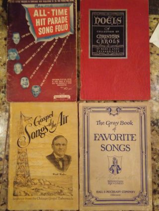 (4) Vintage Song Books - Christmas Carols - Gospel - Community - Home - School