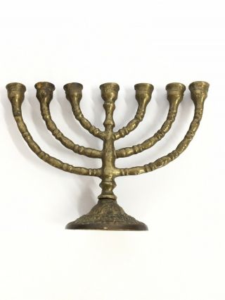 Vintage Antique Mini Hanukkah Menorah Solid Brass.